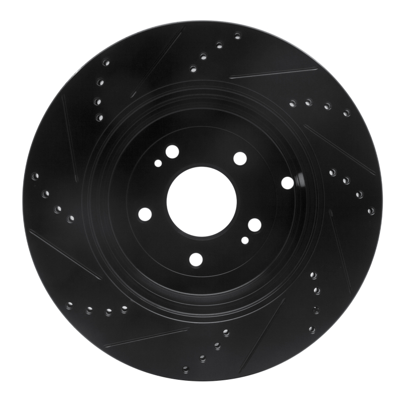 Hyundai Genesis Coupe Brake Rotor (1) - Rear Right - R1 Concepts - Drilled & Slotted - Black - `10-`16